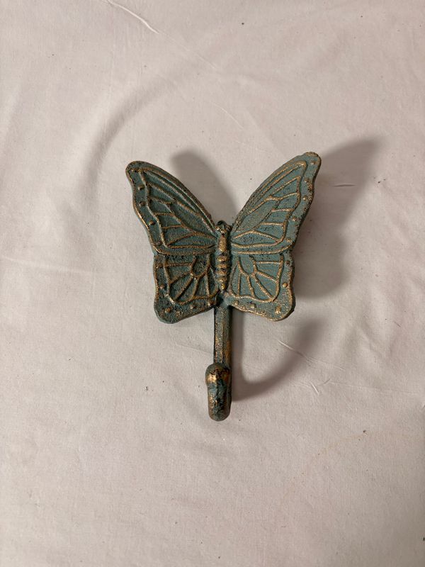 Cast Iron Teal Butterfly Wall Hook