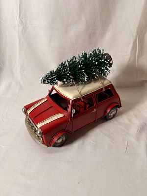 Vintage Red Car w/Tree