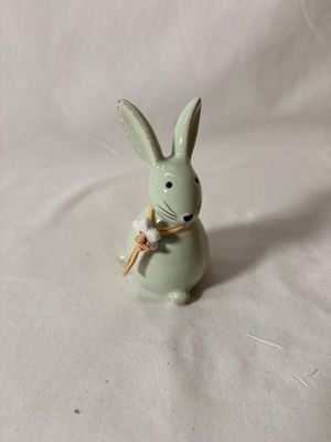 3.5" Ceramic Bunny with Flower Necklace Green
