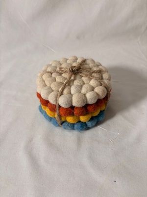 S/4 Wool Multi-Colored Felt Coasters