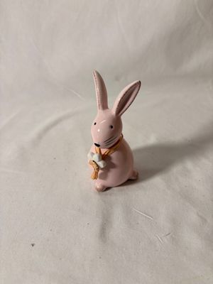 3.5" Ceramic Bunny with Flower Necklace Pink