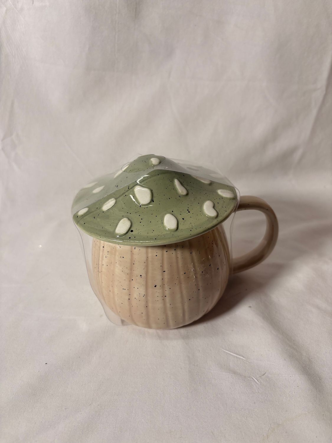 Ceramic Mushroom Mug w/Lid - Green