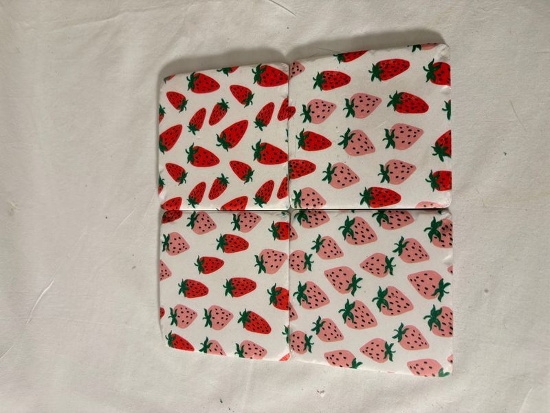 S/4 Strawberry Coasters S/4 Strawberry Coasters