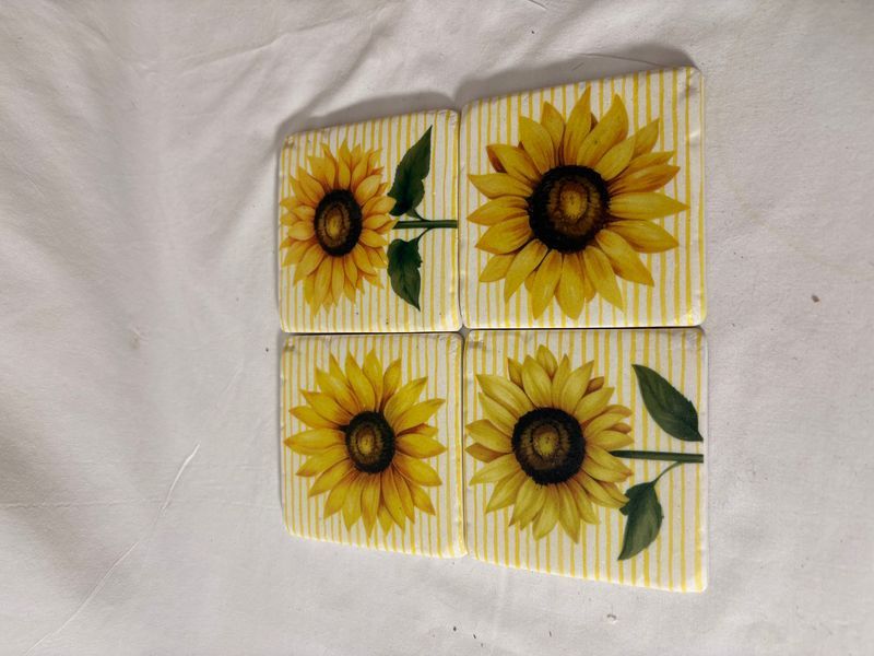 S/4 Sunflower Coasters S/4 Sunflower Coasters
