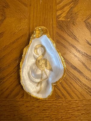 Oyster Shell Dish - Golden Flamingo