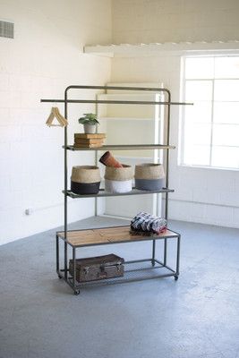 Display Unit w/Wire Mesh &amp; Wood Shelves