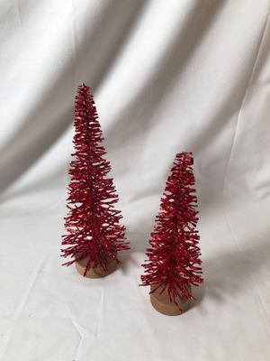 S/2 Glitter Bristle Trees Red S/2 Glitter Bristle Trees Red