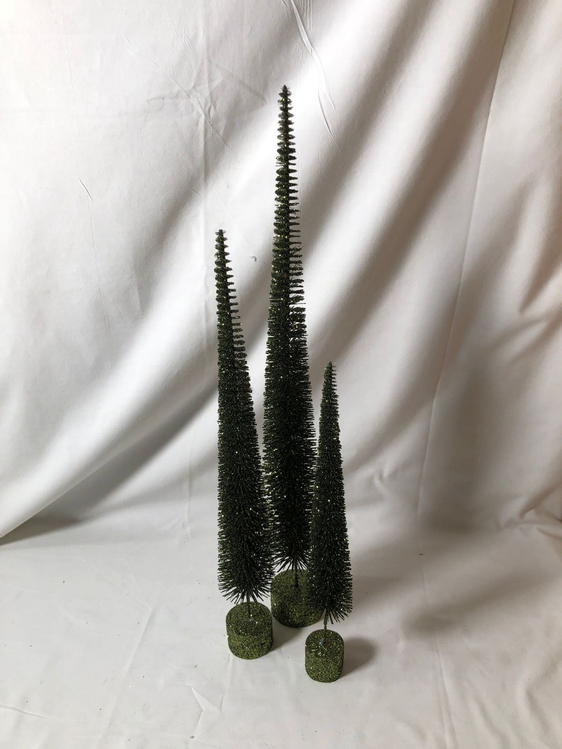 S/3 Slim Green Glitter Trees