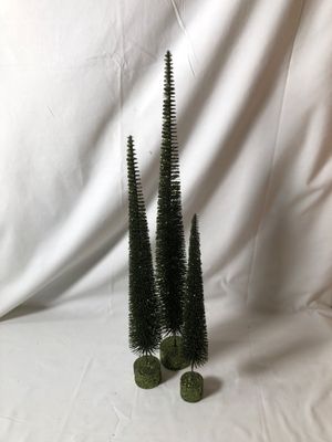 S/3 Slim Green Glitter Trees S/3 Slim Green Glitter Trees