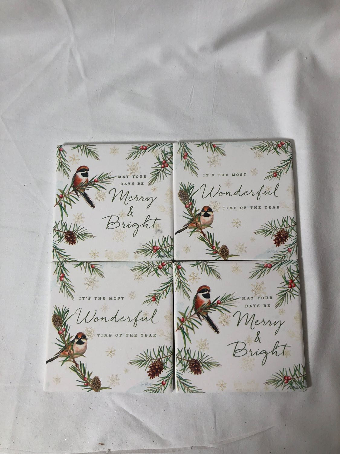 S/4 Square Wonderful Time of Year Coasters S/4 Square Wonderful Time of Year Coasters