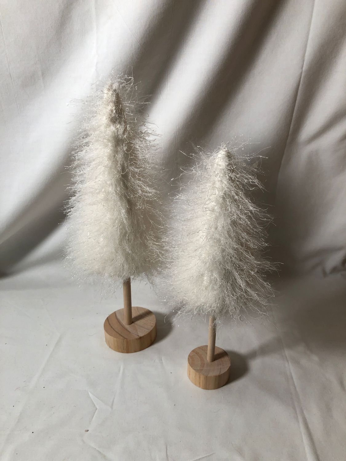 S/2 White Fuzzy Trees S/2 White Fuzzy Trees