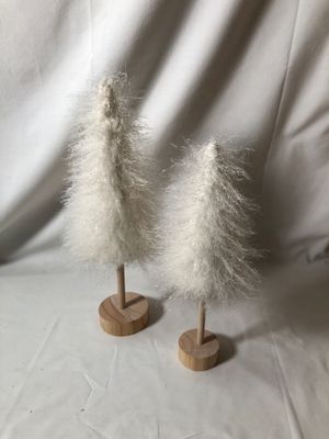 S/2 White Fuzzy Trees S/2 White Fuzzy Trees