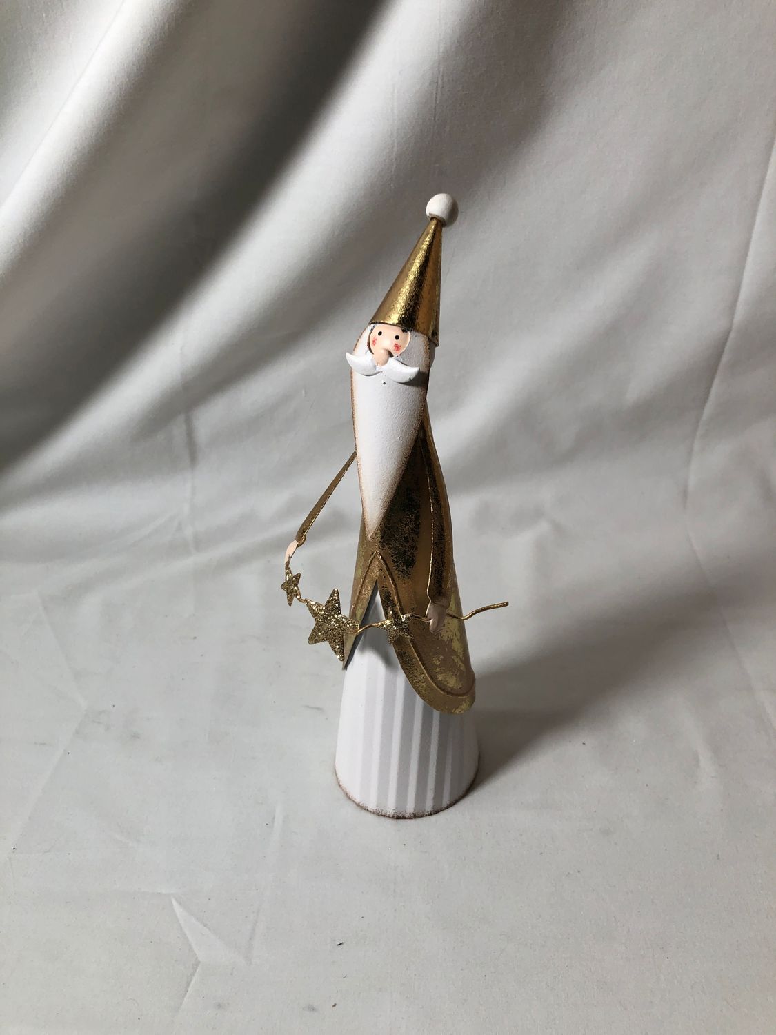 Metal Santa Gold & White Sm Metal Santa Gold & White Sm