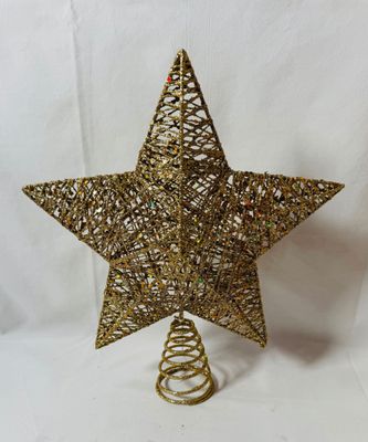 Gold Metal Glitter Tree Topper 12"