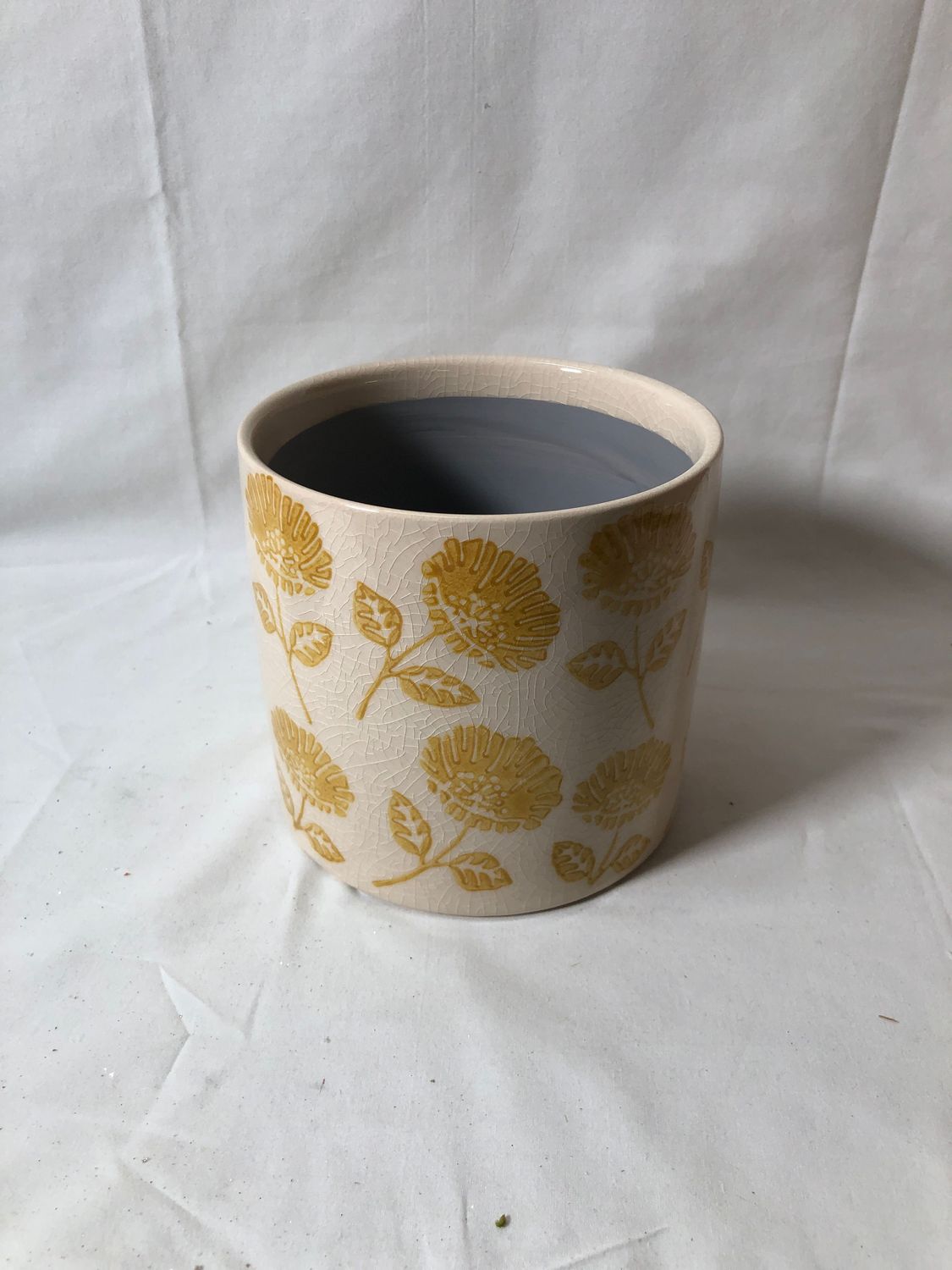 Floral Planter 6" - Yellow
