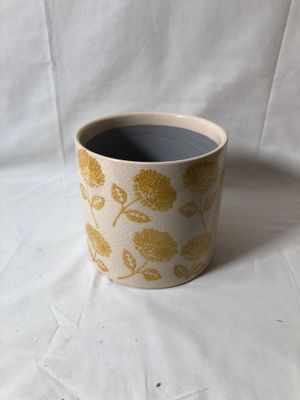 Floral Planter 6" - Yellow