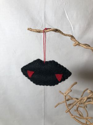 Felt Black Lip Red Fang Ornament Felt Black Lip Red Fang Ornament