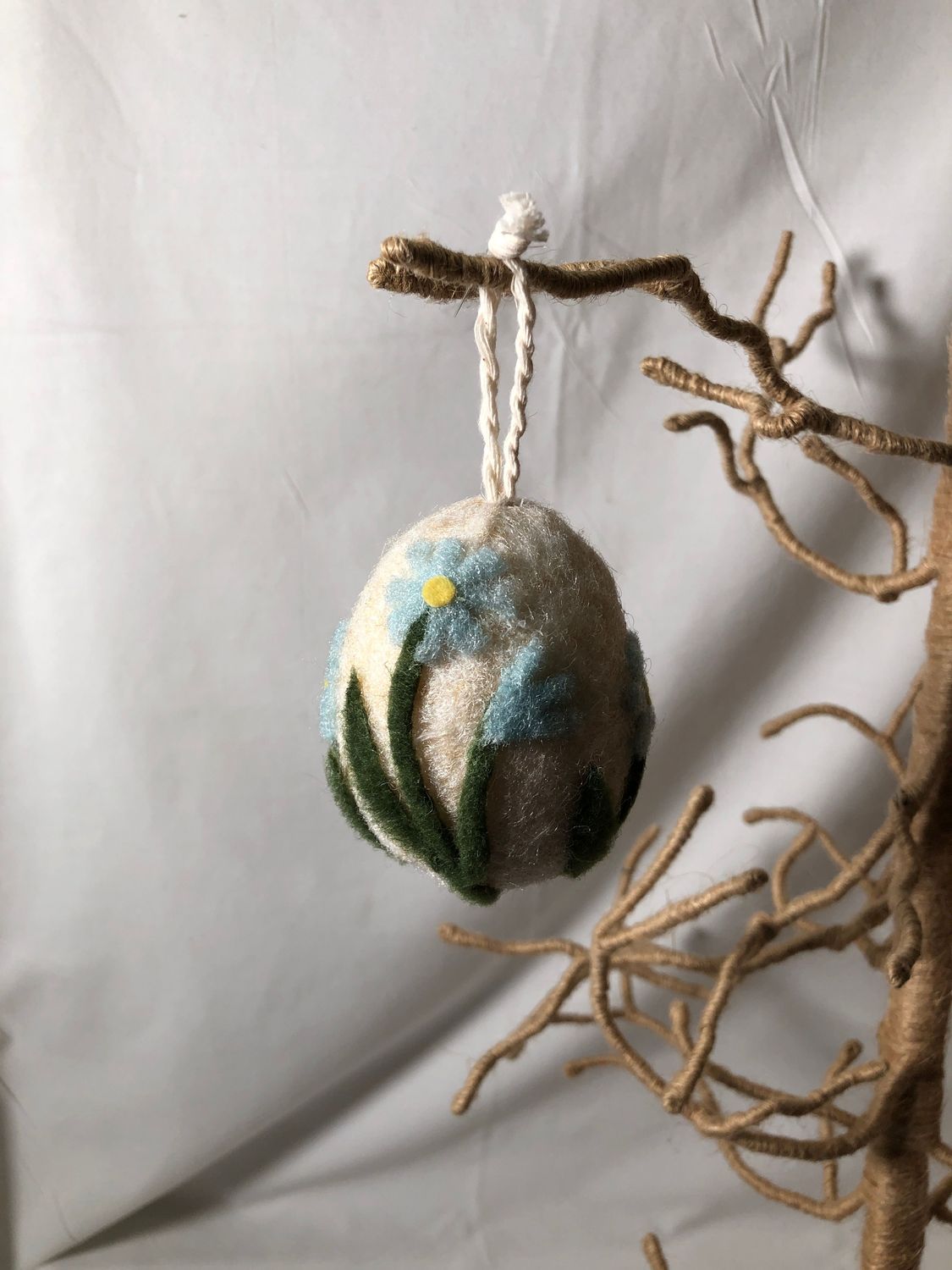 Felt Floral Egg Ornament - Blue Felt Floral Egg Ornament - Blue