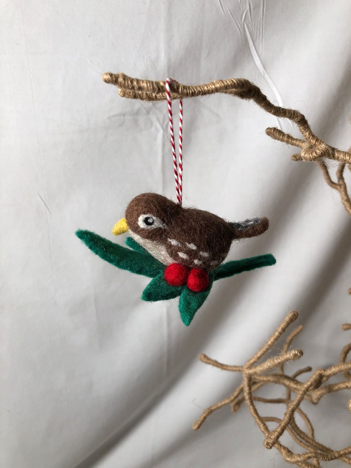 Felt Forest Creature Ornament - Brown Bird