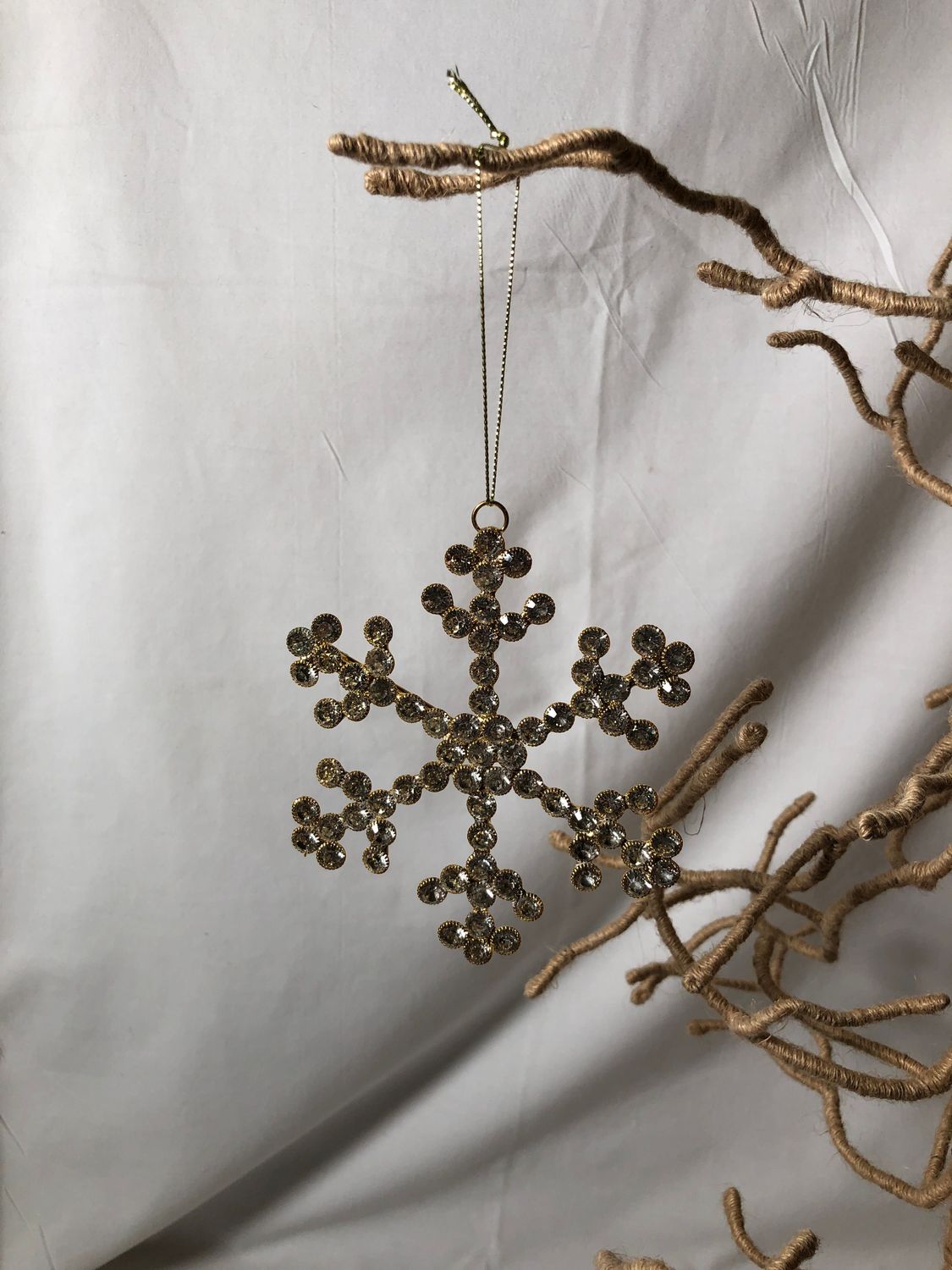 Round Rhinestone Snowflake Ornament Gold