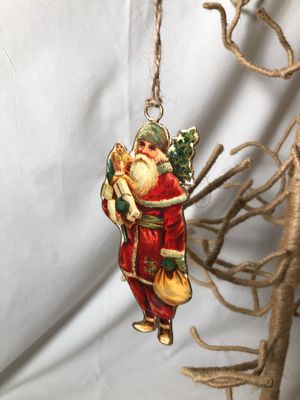 Metal Vintage Santa w/Gifts I