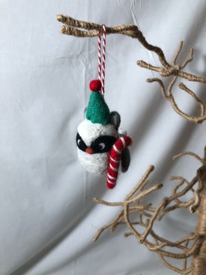 Felt Forest Creature Ornament - Raccoon