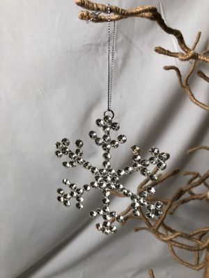 Round Rhinestone Snowflake Ornament Silver