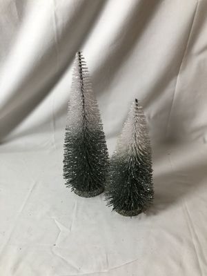 S/2 Silver Ombre Bristle Trees S/2 Silver Ombre Bristle Trees