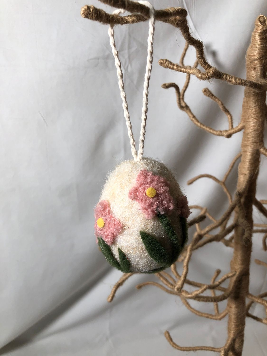 Felt Floral Egg Ornament - Pink Felt Floral Egg Ornament - Pink
