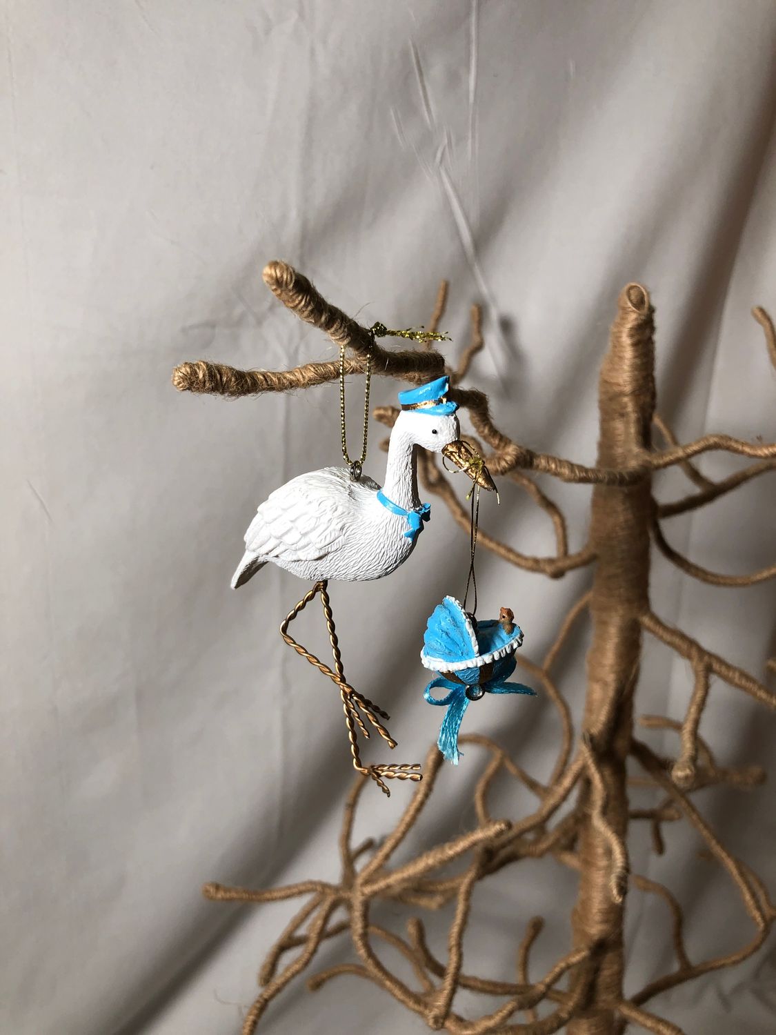Stork Ornament - Blue
