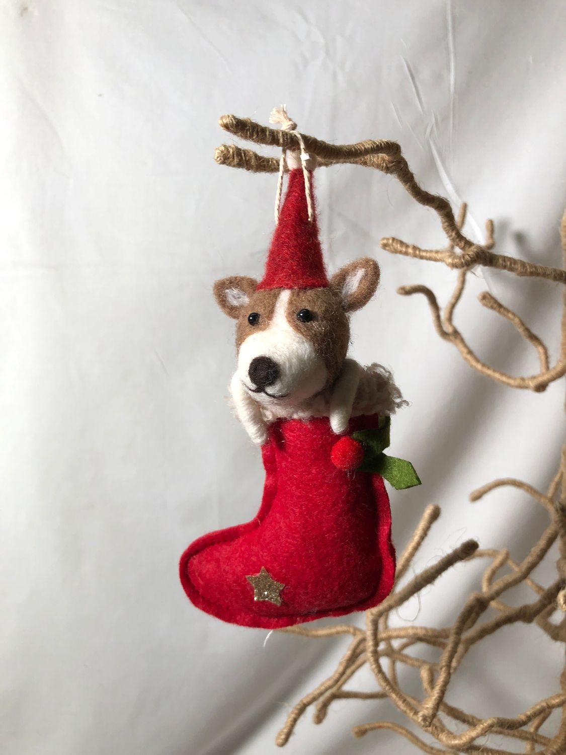 Felt Dog in Stocking Ornament