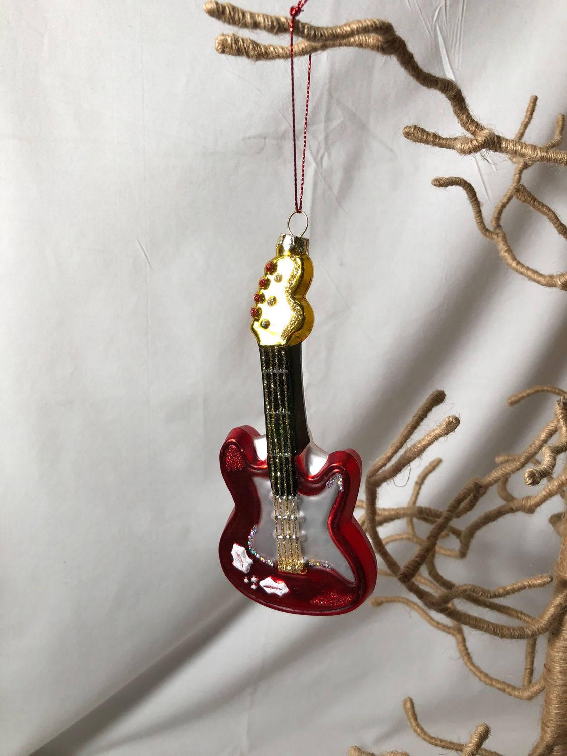 Glass Guitar Glitter Ornament I