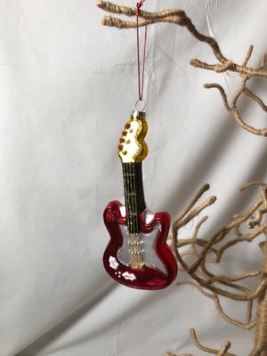 Glass Guitar Glitter Ornament I