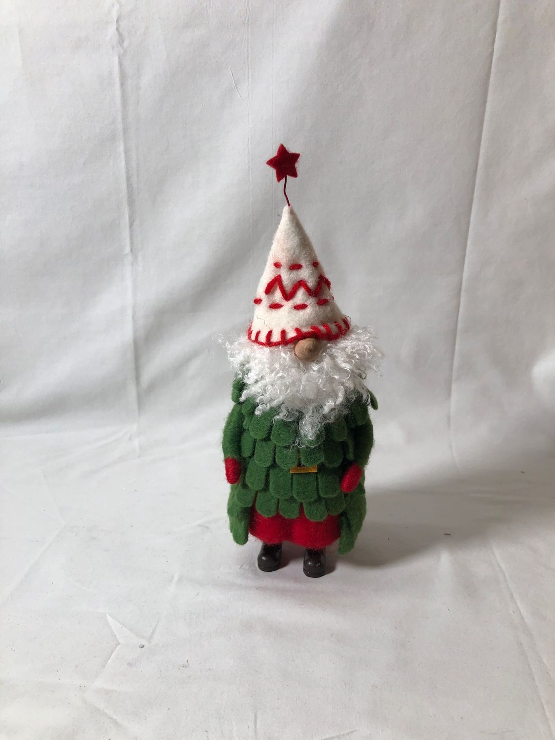 Felt Green Gnome w/Red & White Hat Felt Green Gnome w/Red & White Hat
