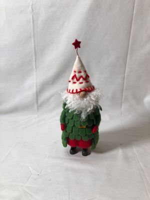 Felt Green Gnome w/Red &amp; White Hat