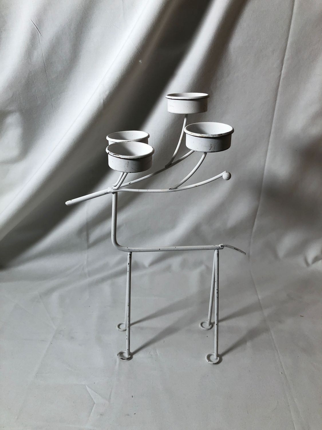 Reindeer Tealight Holder White Lg