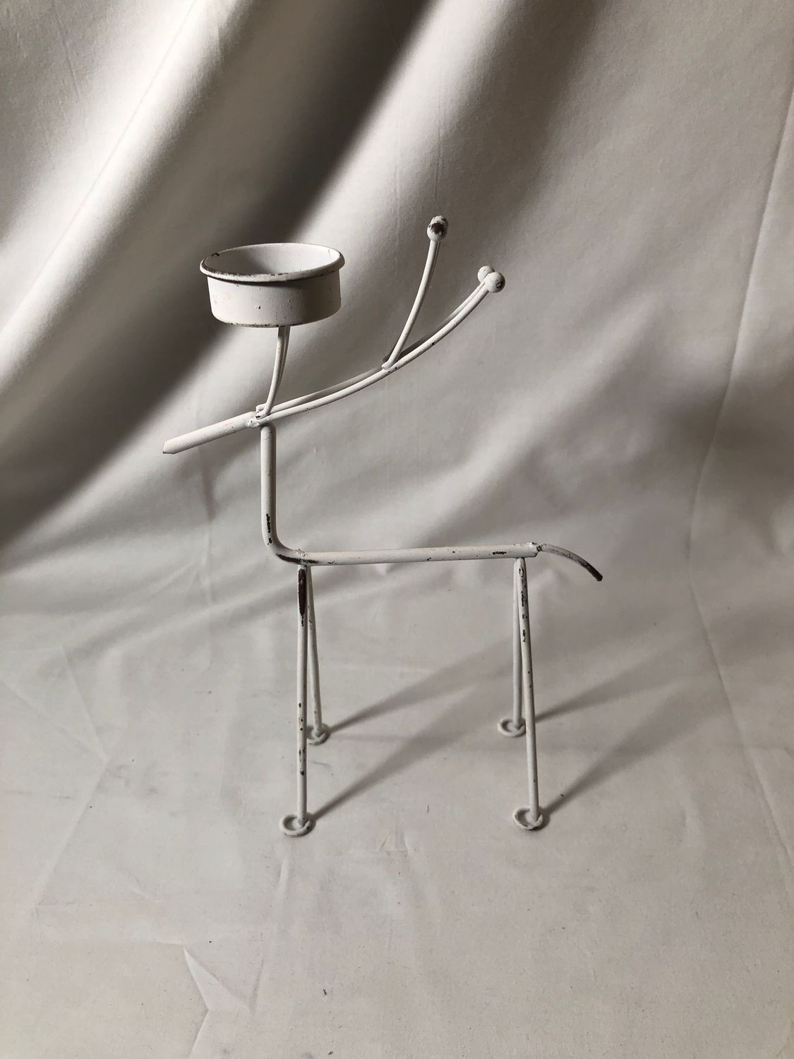 Reindeer Tealight Holder White Sm