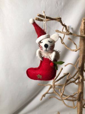 Felt Cat in Stocking Ornament