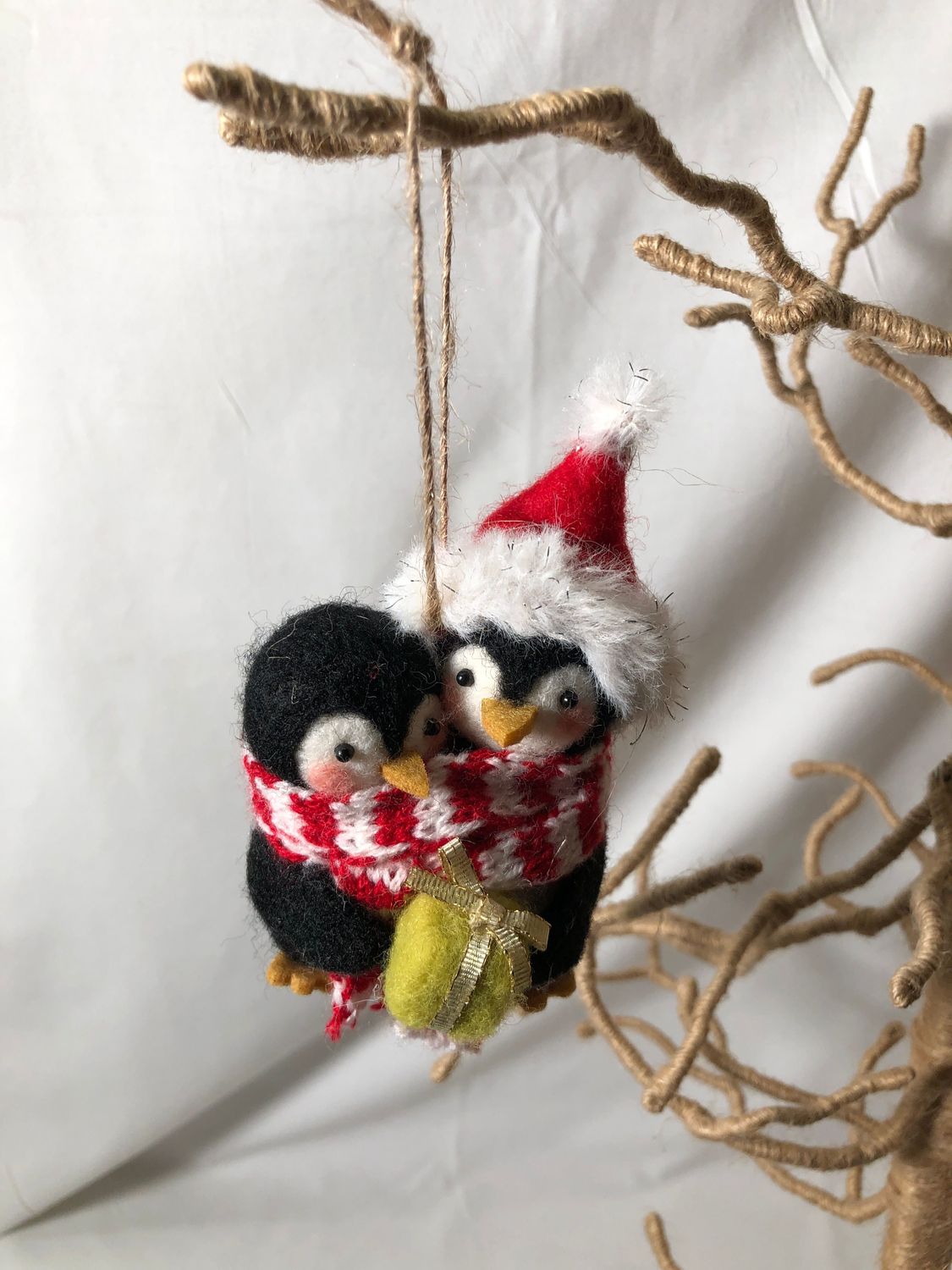 Felt Penguins Wrapped in a Scarf Ornament