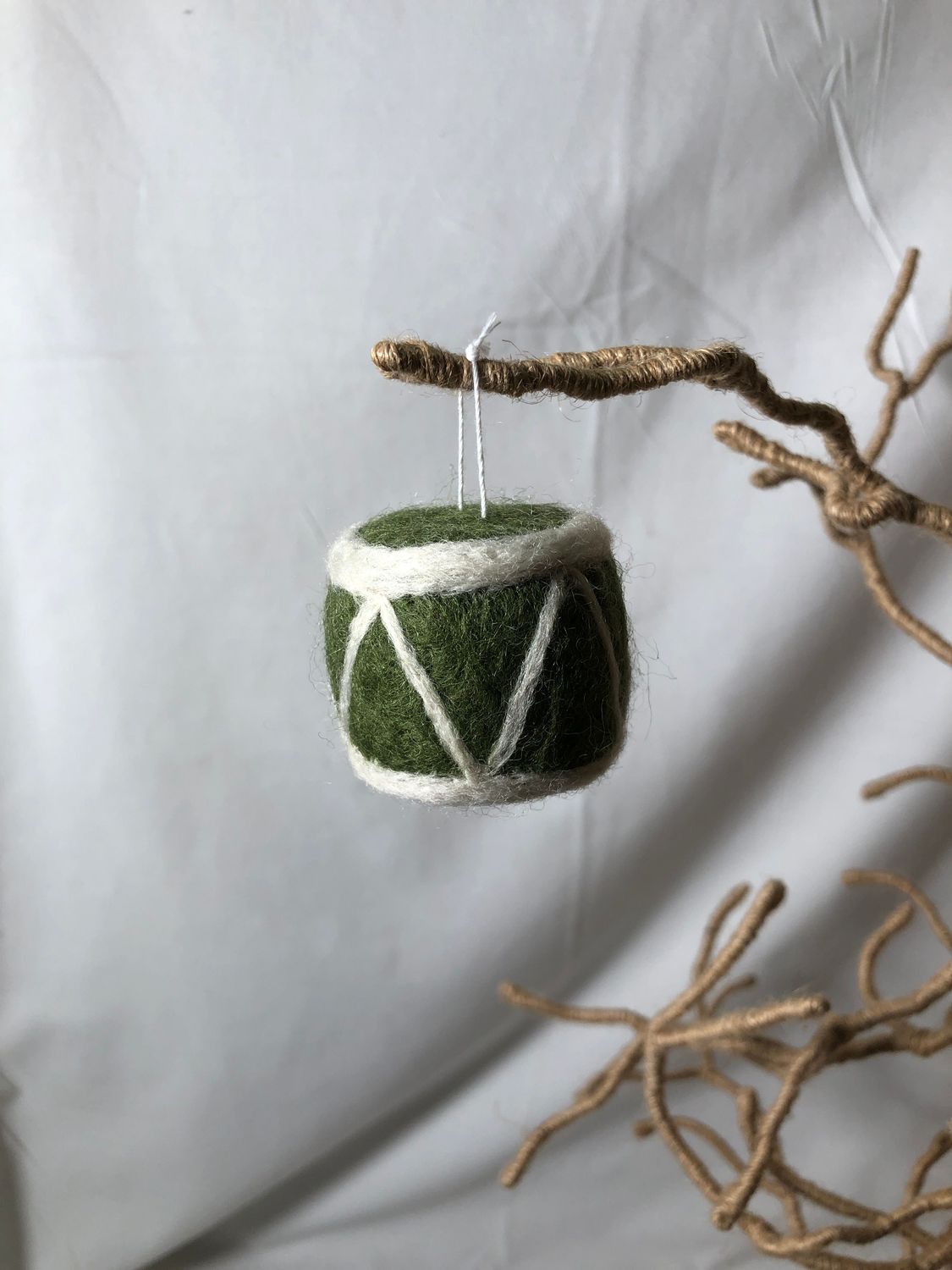 Felt Drum Ornament - Green Felt Drum Ornament - Green