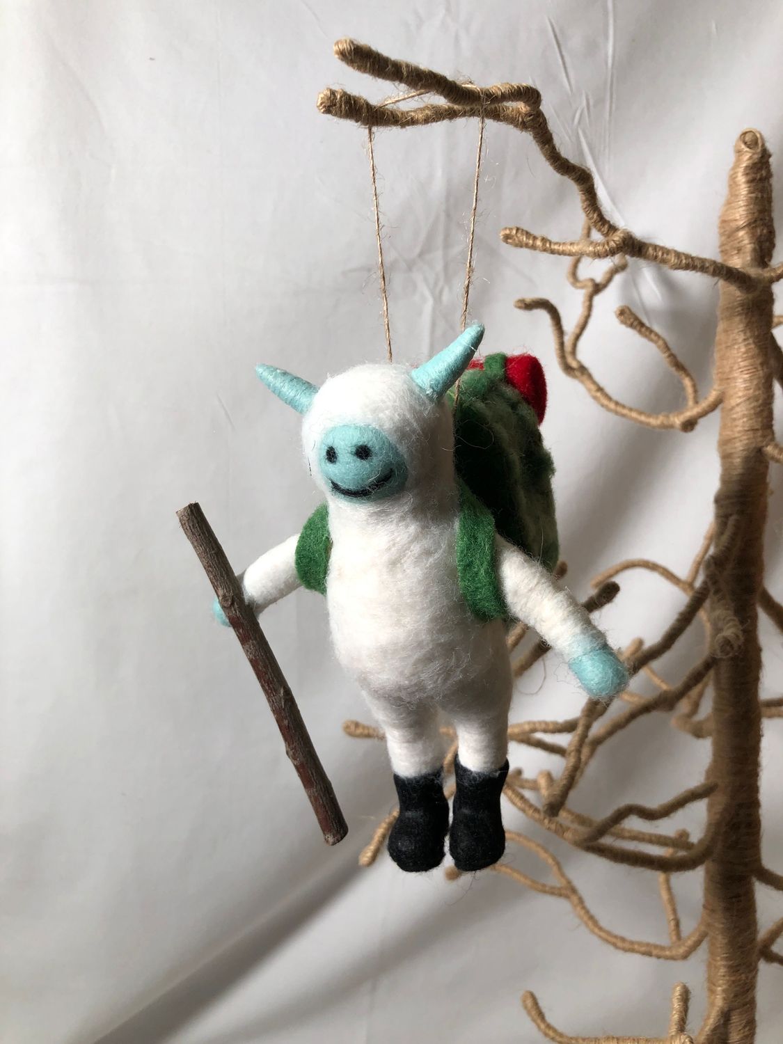 Felt White Abominable Snowman Ornament