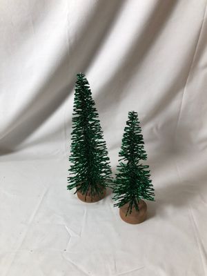 S/2 Glitter Bristle Trees Green S/2 Glitter Bristle Trees Green
