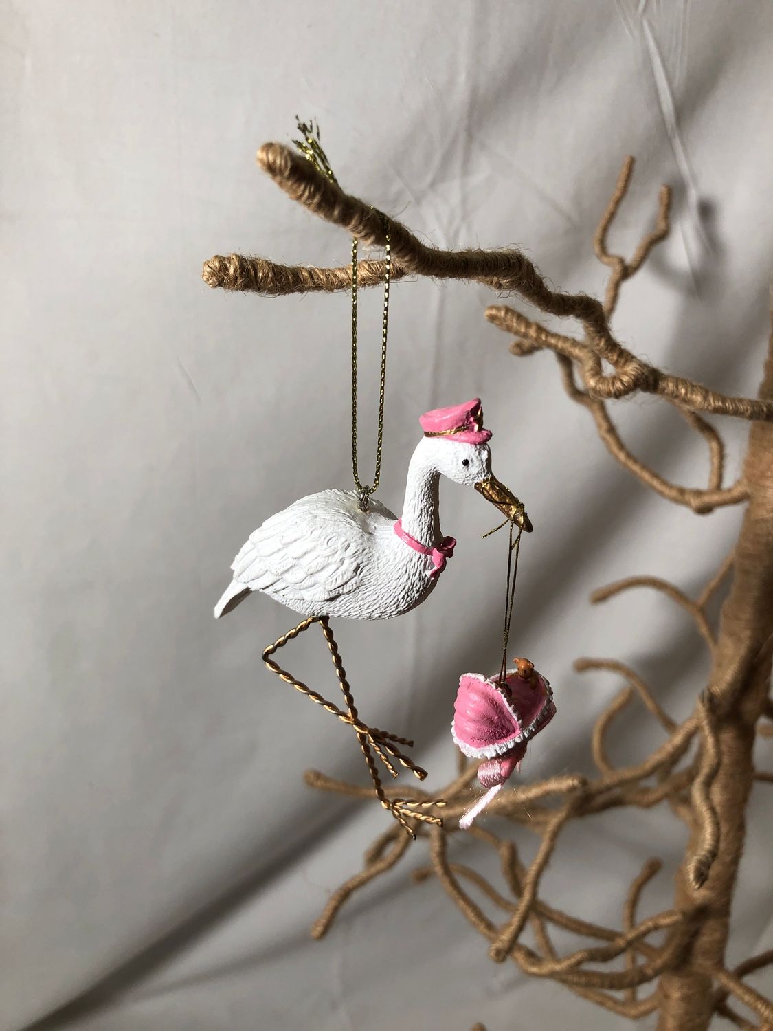 Stork Ornament - Pink