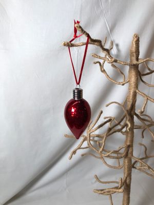Glitter Light Bulb Ornament Red
