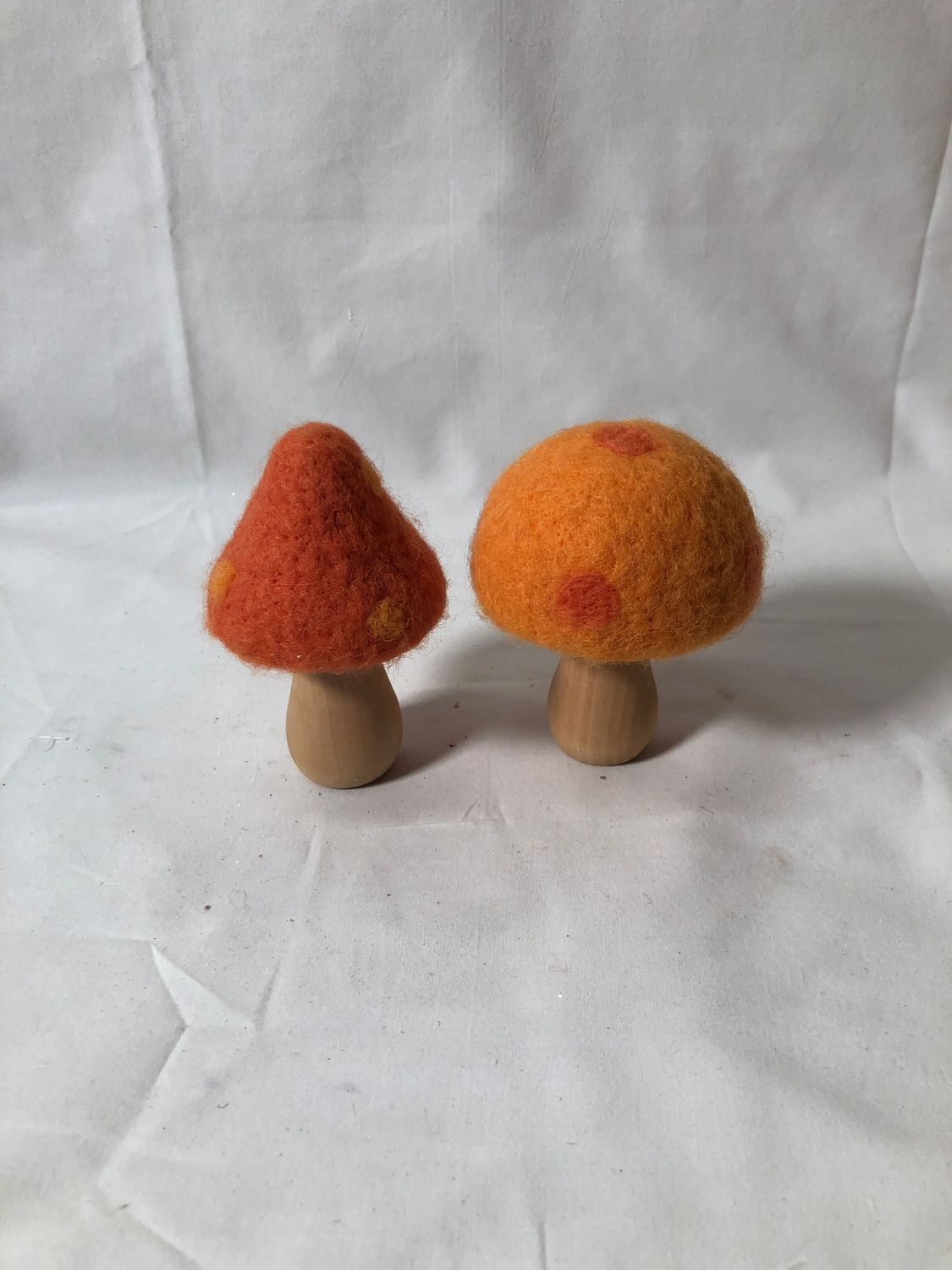 S/2 Felt Orange Polka Dot Mushroom S/2 Felt Orange Polka Dot Mushroom
