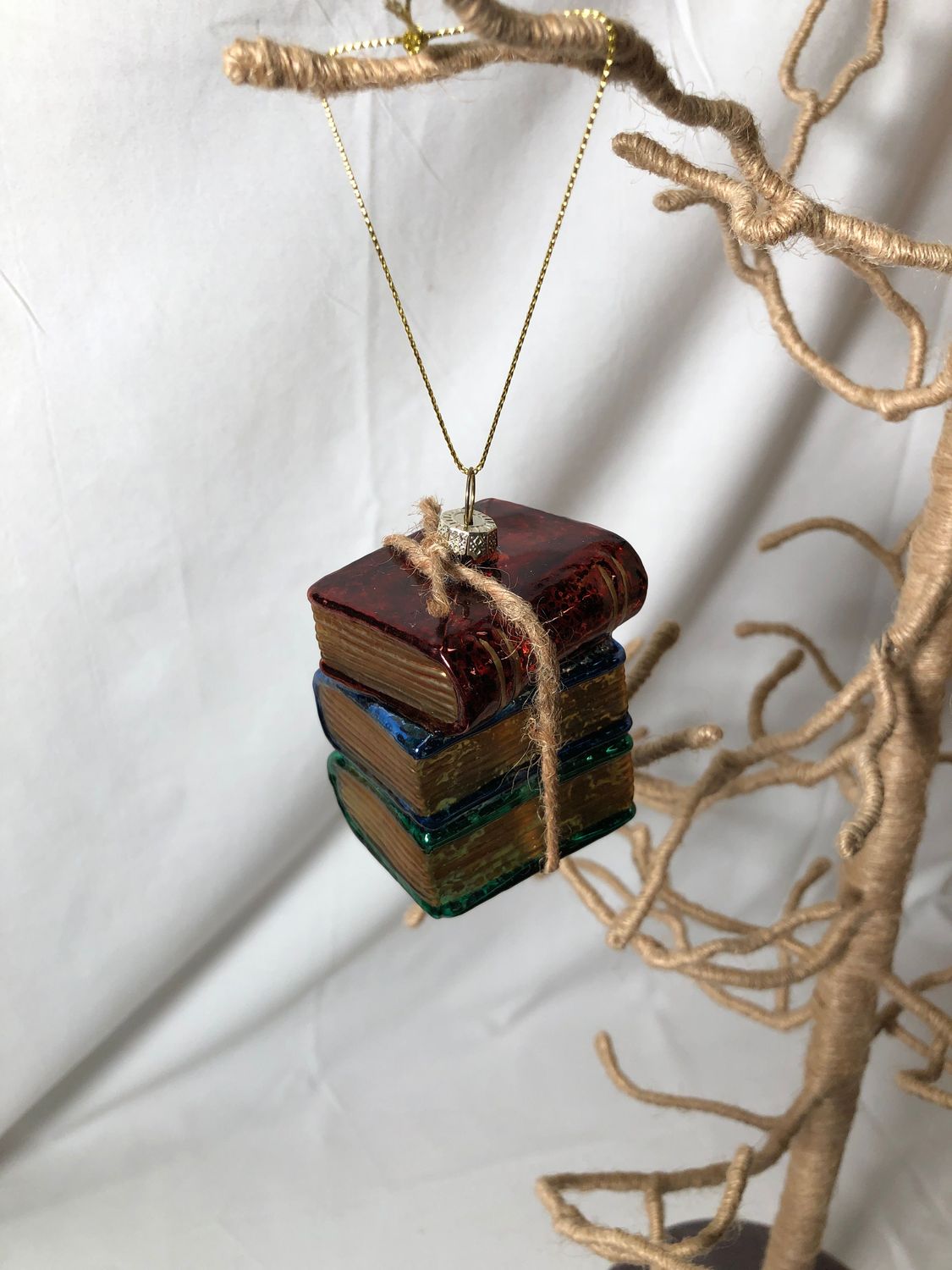 Glass Stack of Books Ornament