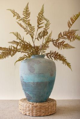 Large Antique Blue Ceramic Urn