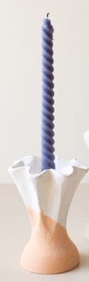 Color-Dipped Clay Flower Taper Candle Holder - Med