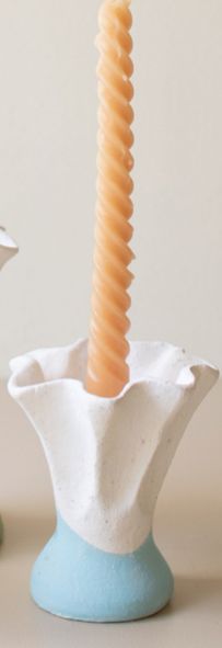 Color-Dipped Clay Flower Taper Candle Holder - Sm Color-Dipped Clay Flower Taper Candle Holder - Sm