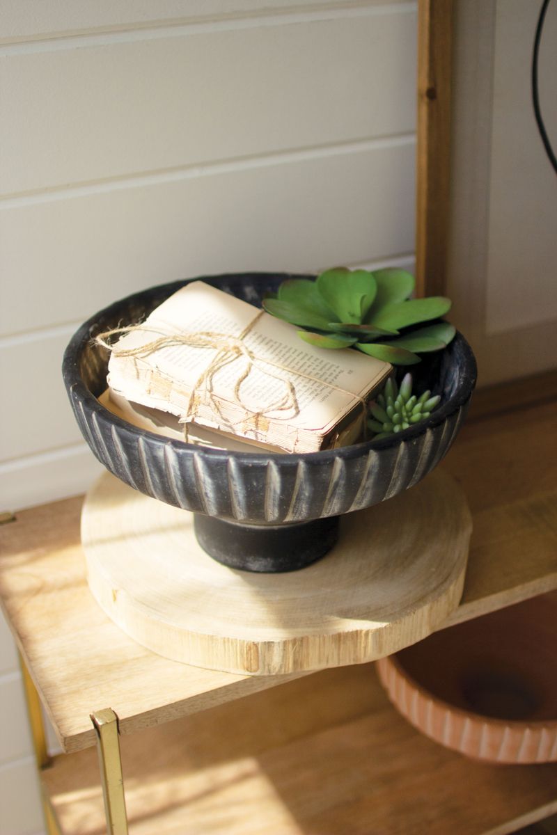 Black Wash Footed Clay Bowls w/Detail on Rim